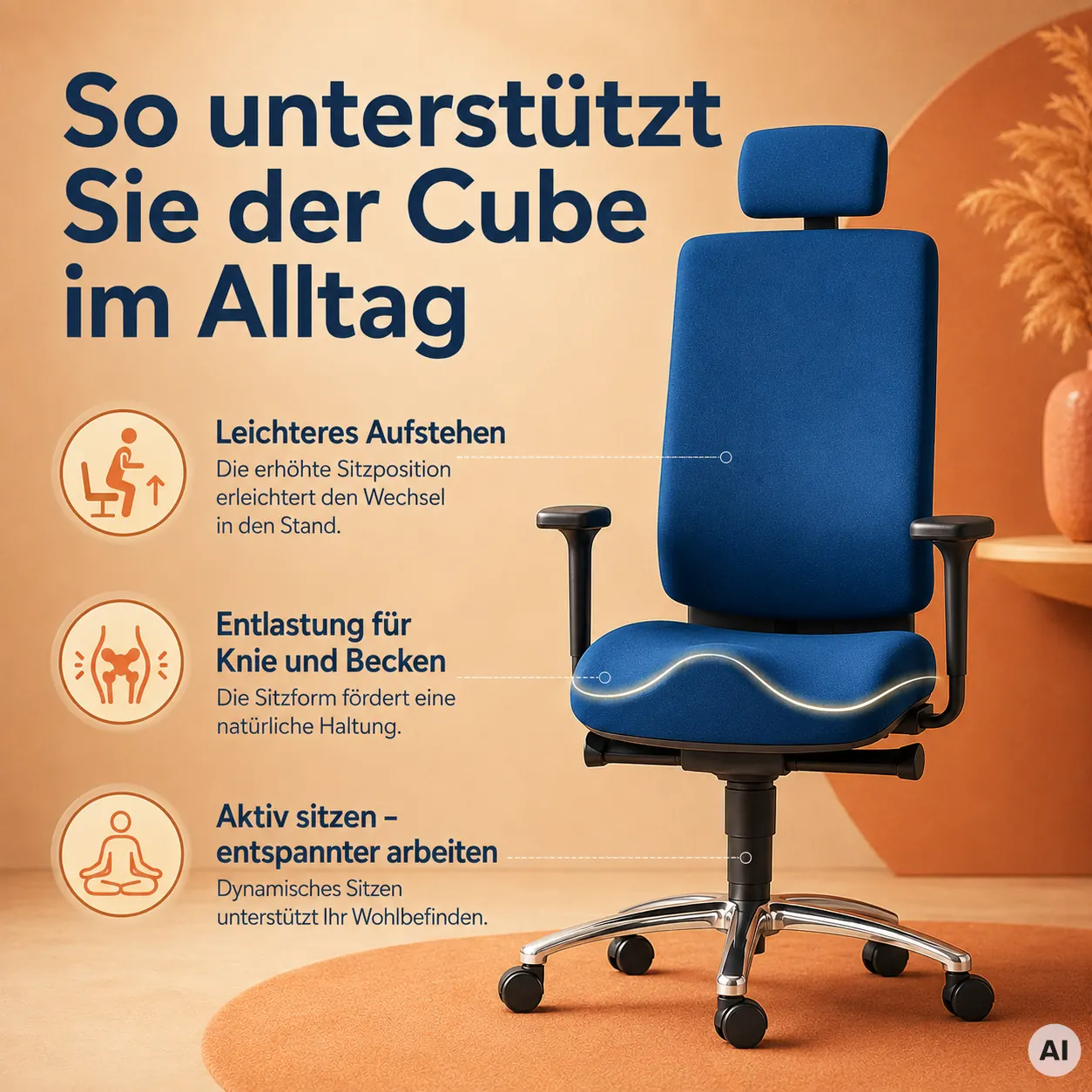 Cube - Bürostuhl gegen Knieschmerzen