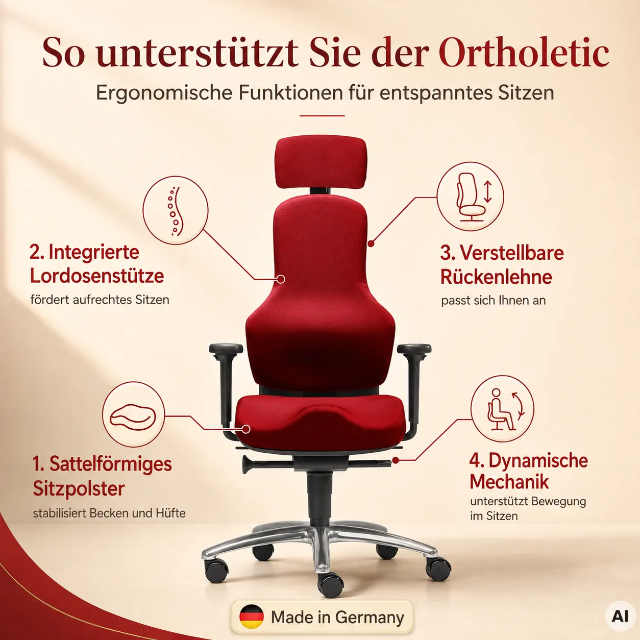 Ortholetic - Orthopädischer Hüft-Bürostuhl